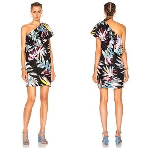 Mara Hoffman One Shoulder Electric Palma Mini Dress in Xylophone Black